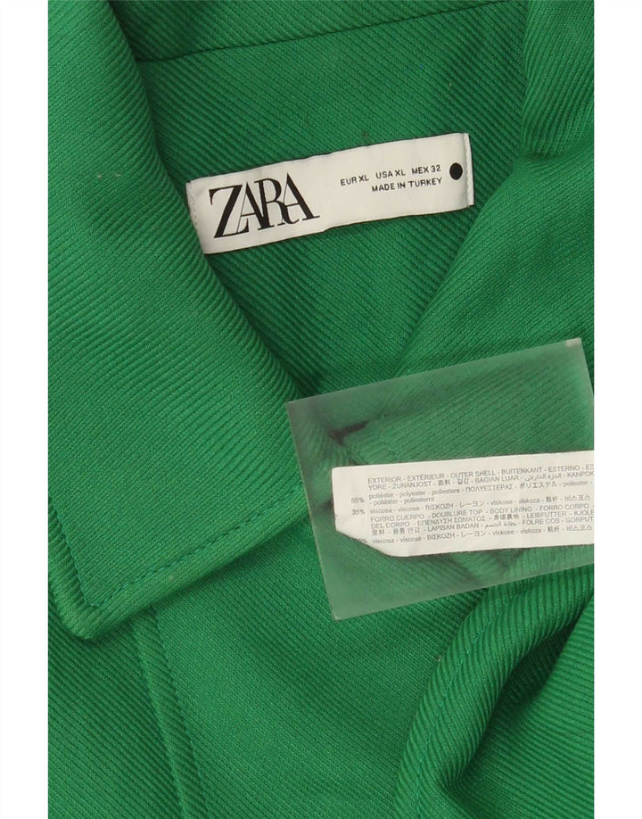 Palton dublu pentru femei Zara UK 18 XL Poliester verde