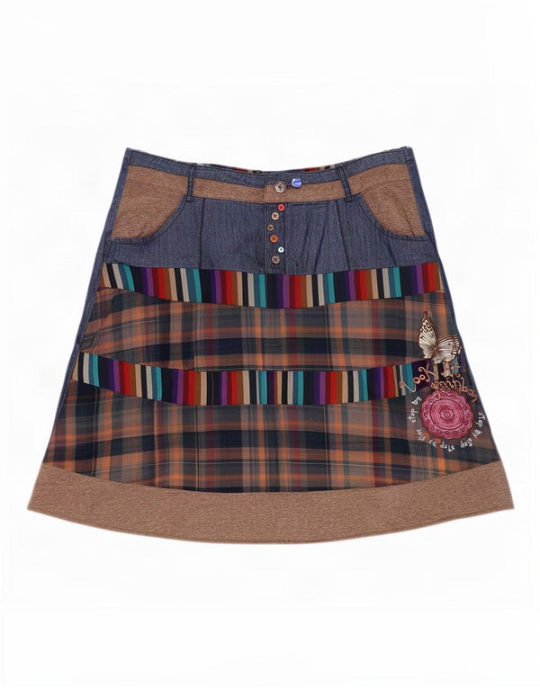 Desigual Womens Graphic Denim Skirt 3XL W42 Multicoloured Check