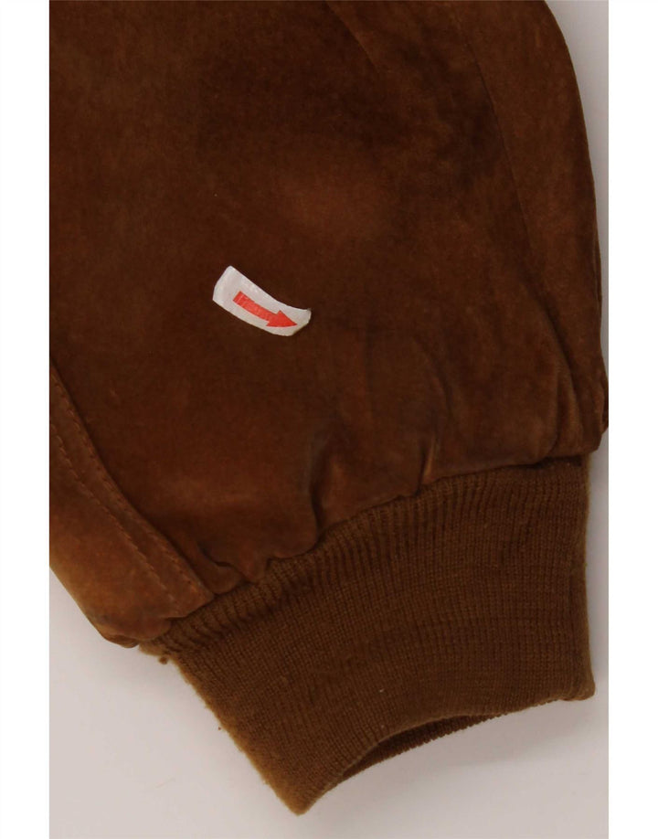 Bomber vintage pentru bărbați din piele intoarsa UK 40 mare, maro, poliester