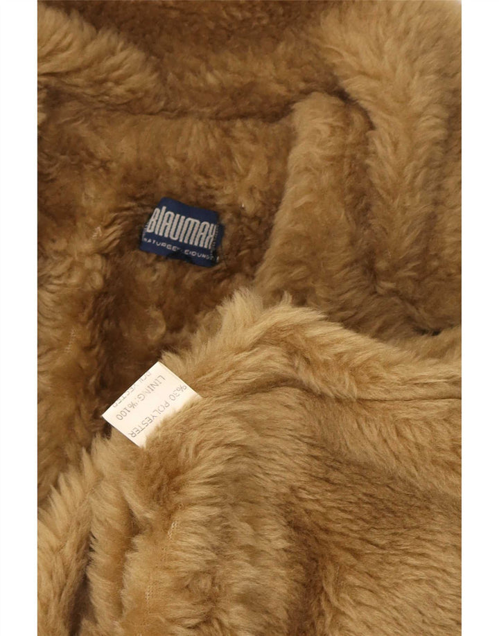Palton Sherpa de denim vintage pentru femei UK 14, bumbac mediu albastru bleumarin