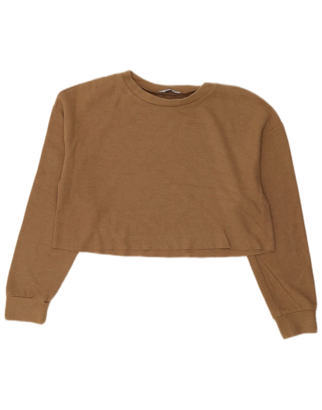 Top Crop oversized Trafaluc pentru femei Zara, bumbac maro mic