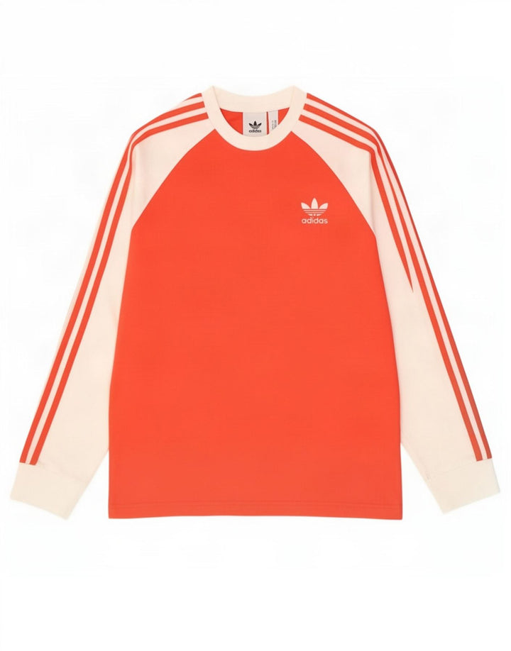 Top pentru bărbați Adidas cu mânecă lungă, roșu mediu, bumbac color bloc