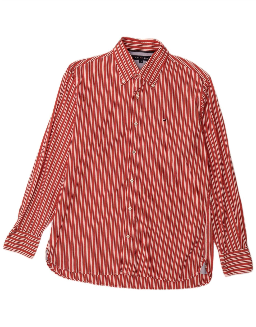 Cămașă Tommy Hilfiger pentru bărbați, bumbac cu dungi roșii medii