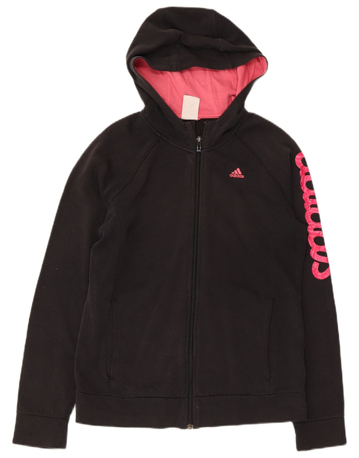 Pulover pentru fete ADIDAS Graphic Zip Hoodie 13-14 ani bumbac negru