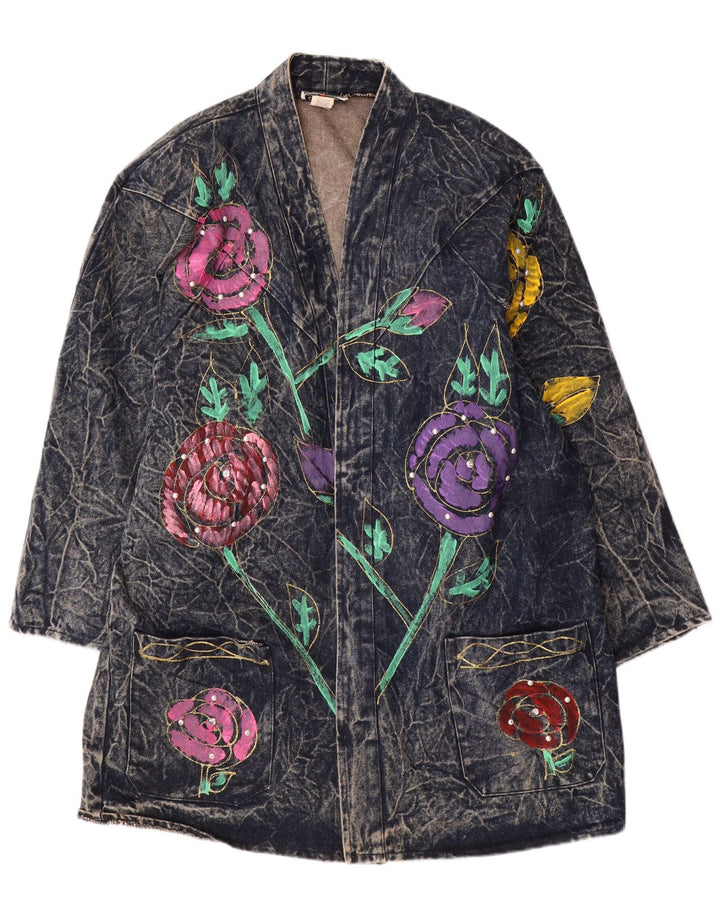 CHRISTIE OF CALIFORNIA Palton supradimensionat din denim pentru femei US 14 XL Bleumarin