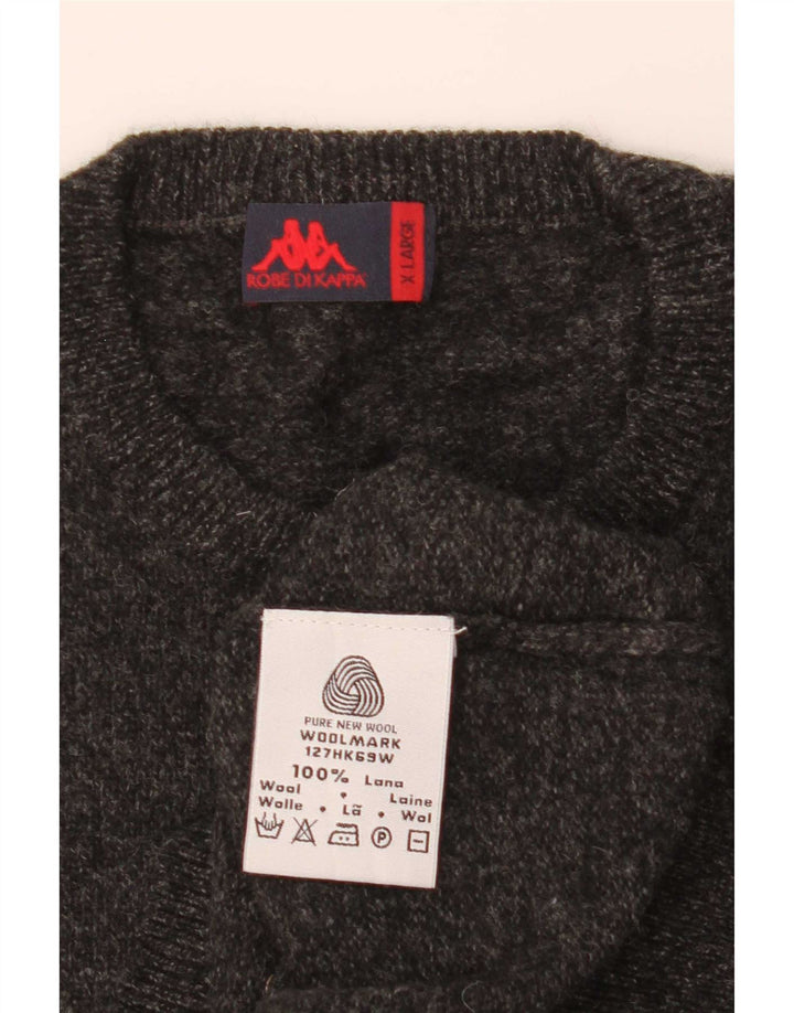 Pulover pentru bărbați Kappa cu gât crew, XL, lână neagră