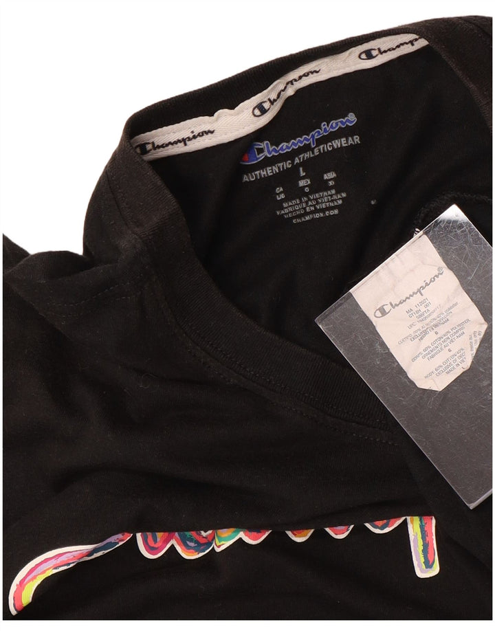 Tricou grafic CHAMPION pentru femei Top UK 16 mare bumbac negru