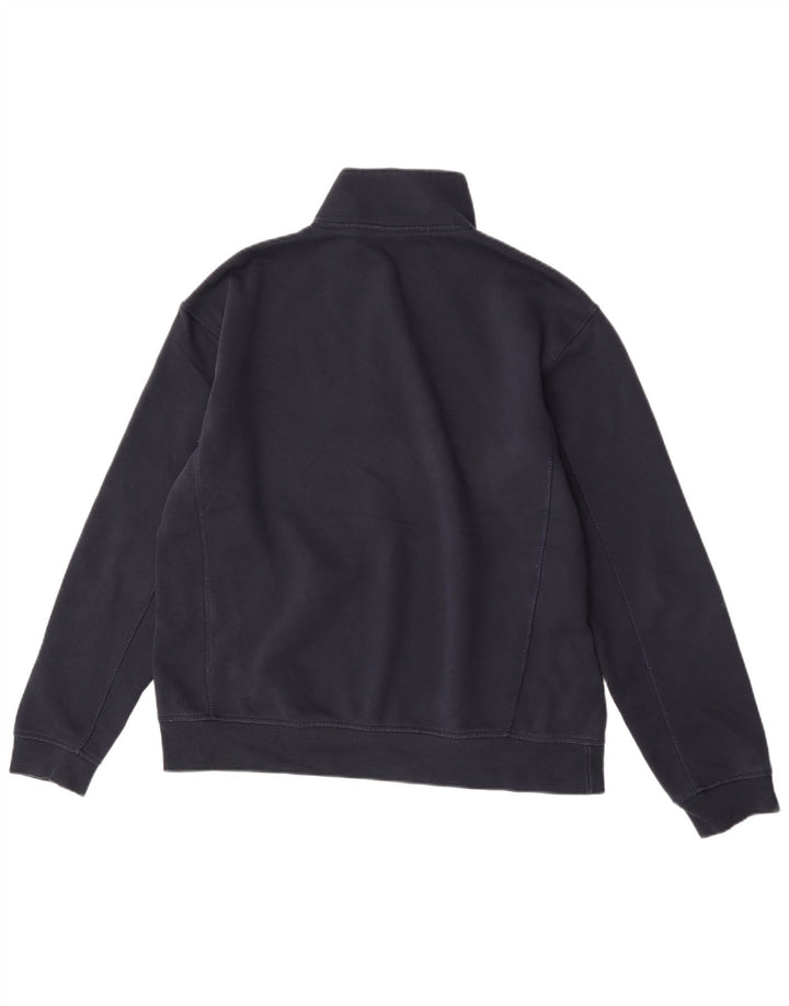 Zara Mens Zip Neck Sweatshirt Jumper Large Navy Blue Cotton