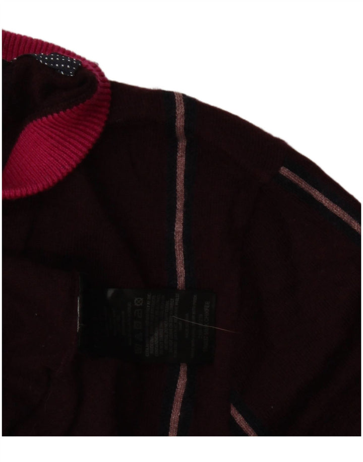 Pulover pentru bărbați Ted Baker cu decolteu rotund din lână cu dungi burgundy
