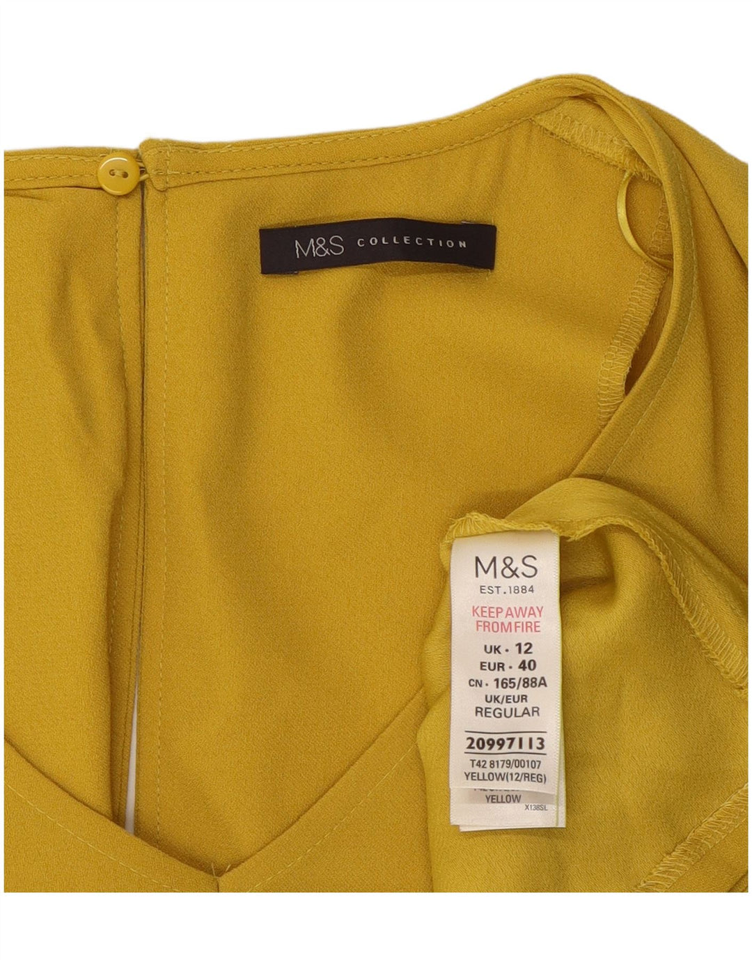 Rochie A-Line pentru femei Marks & Spencer UK 12 Poliester galben mediu