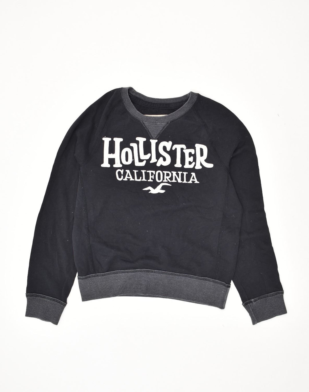HOLLISTER Womens California Loose Fit Graphic Sweatshirt Jumper UK 10 Small Navy Blue | Vintage Hollister | Thrift | Second-Hand Hollister | Used Clothing | Messina Hembry 
