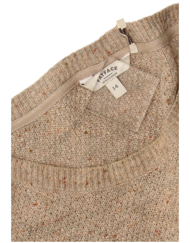 FAT FACE Pulover cu gât de barcă pentru femei UK 14 Large Bej