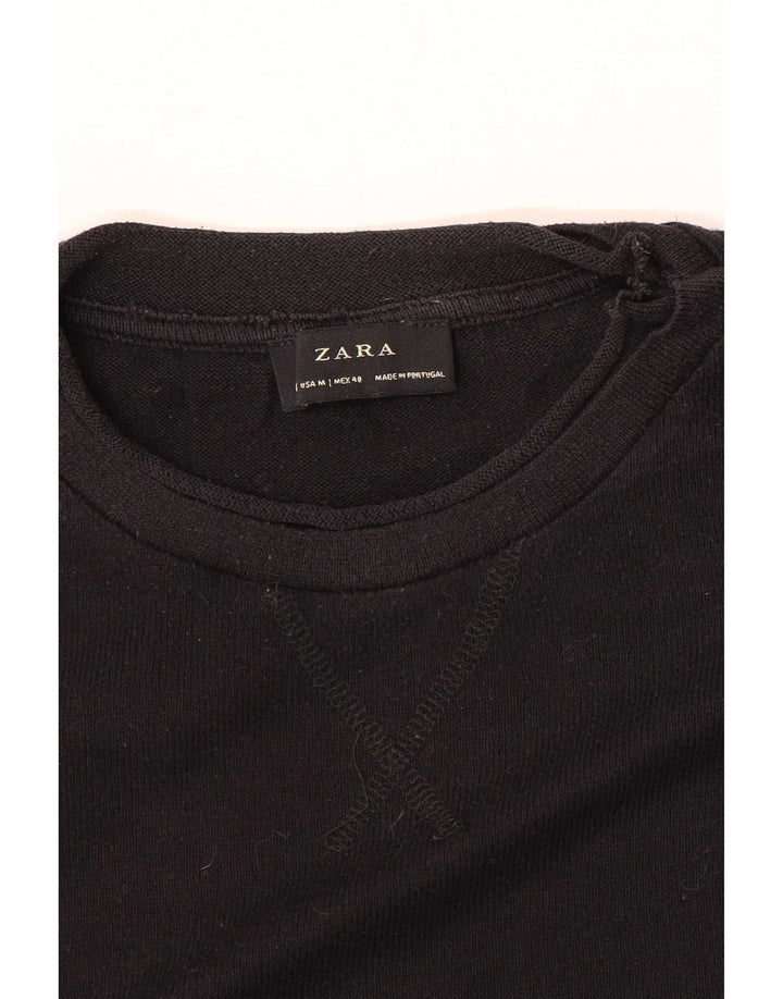 Pulover pentru bărbați Zara, cu decolteu, mediu, negru