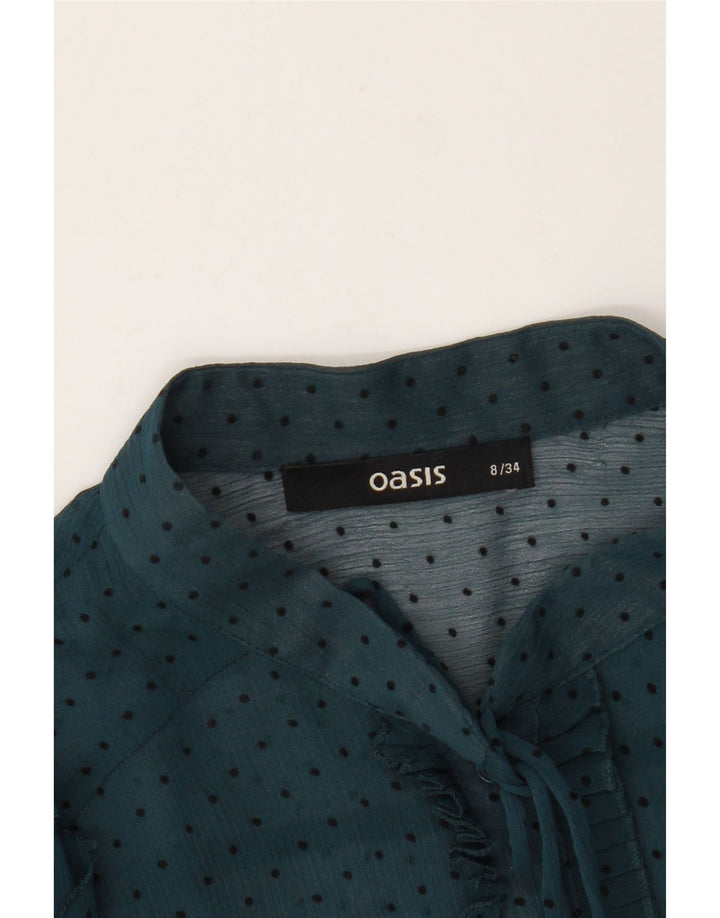 Bluză cămașă cu cravată în față pentru femei Oasis UK 8 Small Blue Spotted