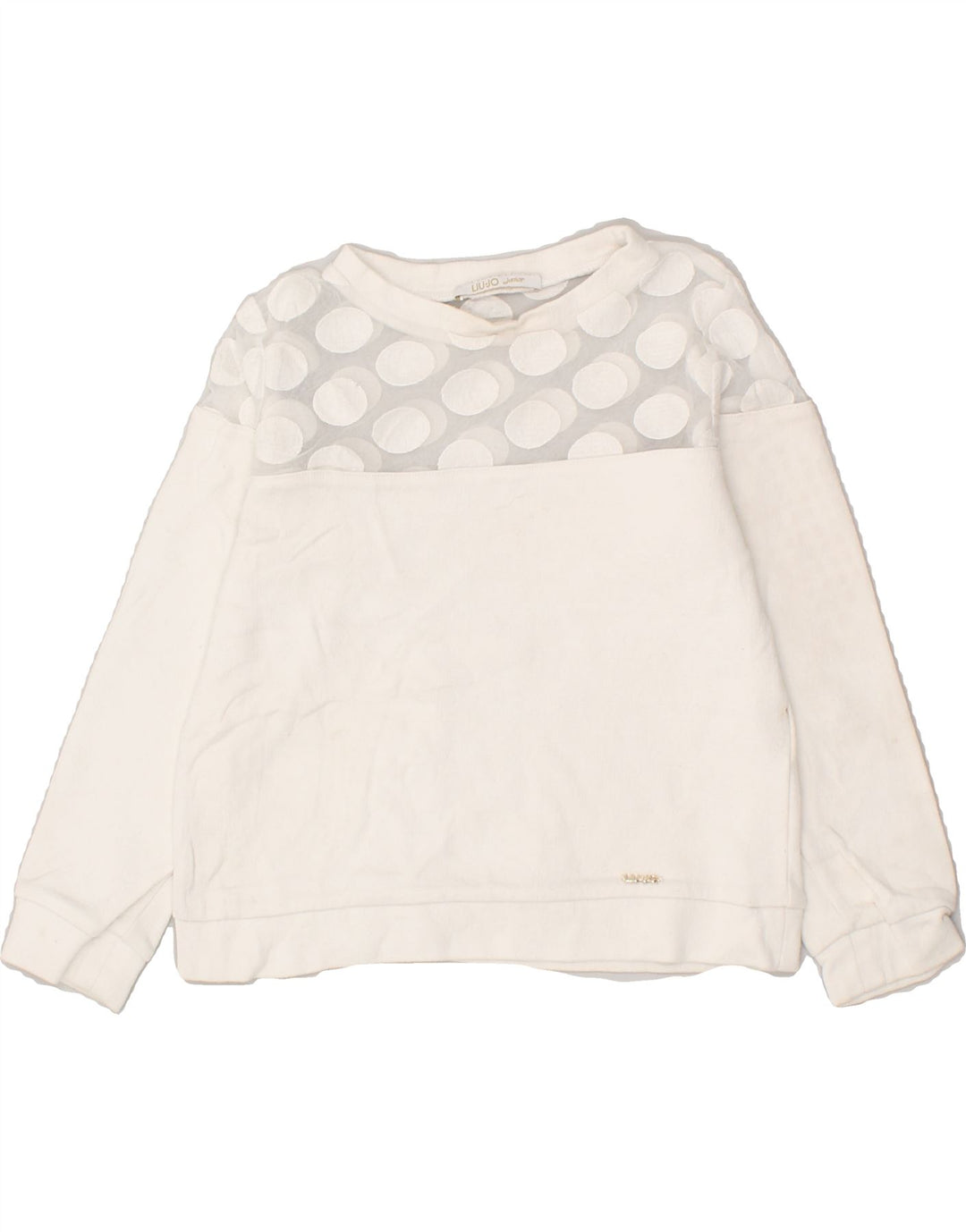 LIU JO JUNIOR Girls Sweatshirt Jumper 4-5 Years White Vintage Liu Jo junior and Second-Hand Liu Jo junior from Messina Hembry 
