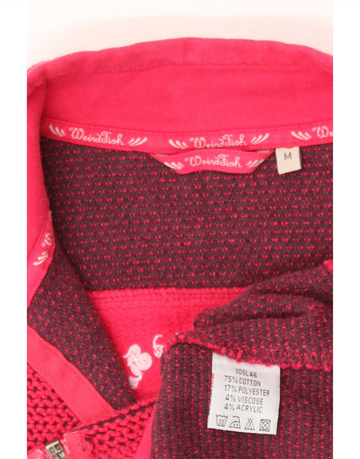 Pulover cardigan pentru femei Weird Fish UK 14 bumbac roșu mediu