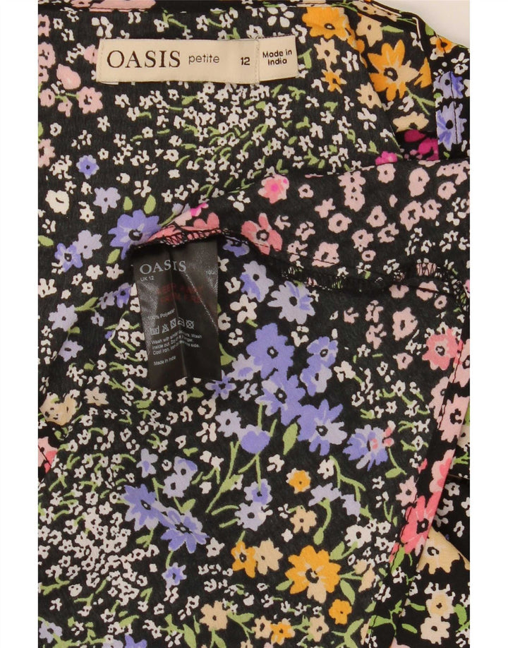 Rochie de bază cu mânecă lungă pentru femei Oasis UK 12 Medium Negru Floral