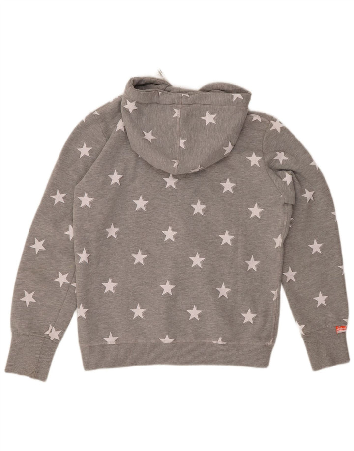 SUPERDRY Pulover cu capotă cu fermoar și model abstract pentru femei UK 14, mare, gri