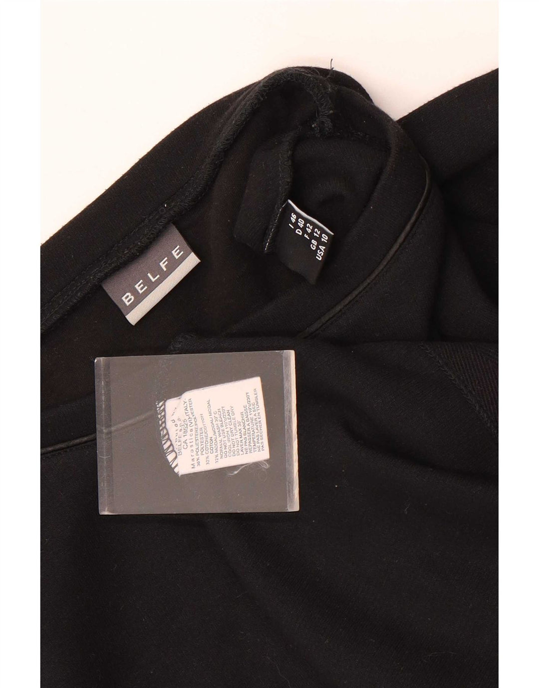 Belfe Top pentru femei cu mânecă lungă UK 12 Medium Negru Poliester