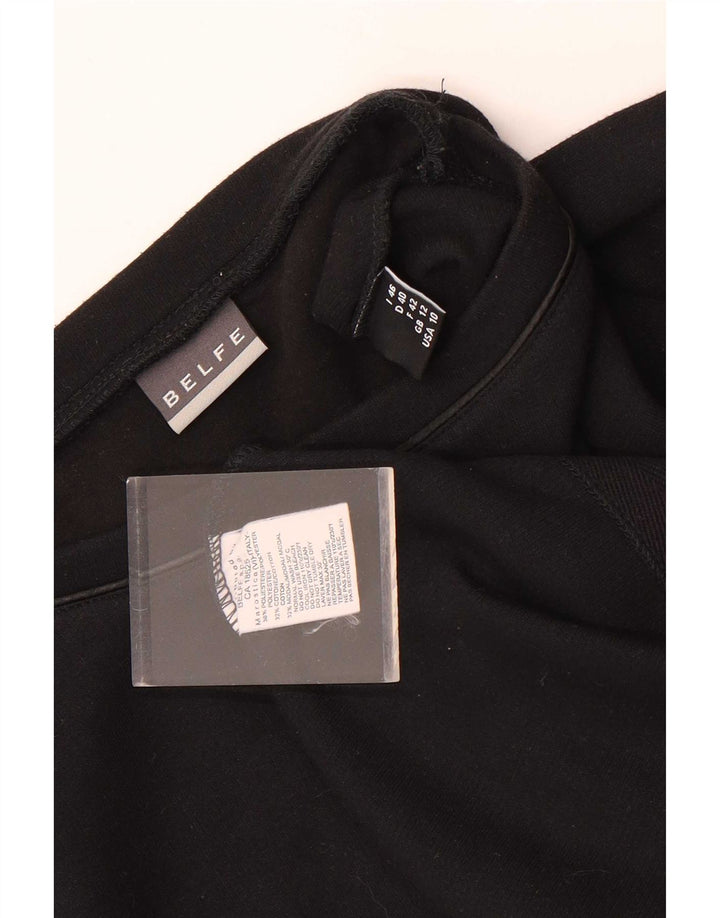 Belfe Top pentru femei cu mânecă lungă UK 12 Medium Negru Poliester