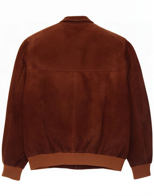 Vintage Mens Suede Bomber Jacket UK 40 Large Brown Leather