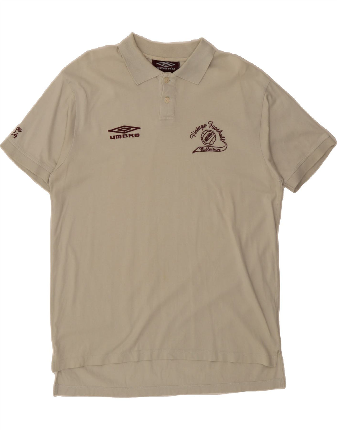 UMBRO Mens Graphic Polo Shirt Large Off White Cotton Vintage Umbro and Second-Hand Umbro from Messina Hembry 