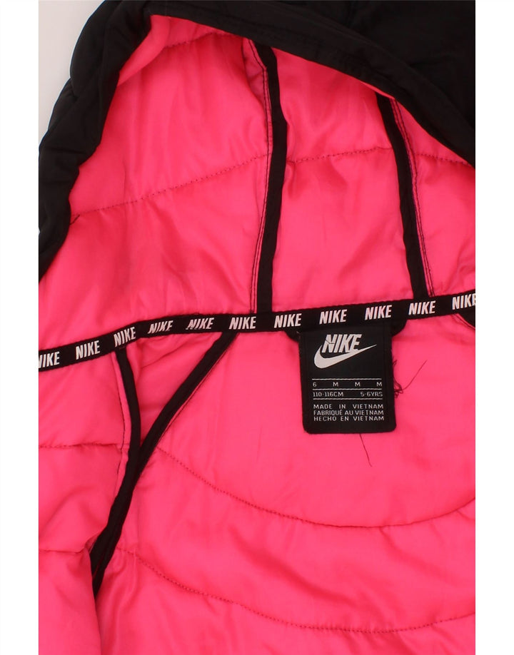 Jachetă căptușită cu glugă NIKE pentru fete 5-6 ani, mediu negru, color block