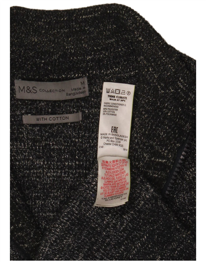 Pulover cardigan pentru bărbați Marks & Spencer, poliester cu pături, gri mediu