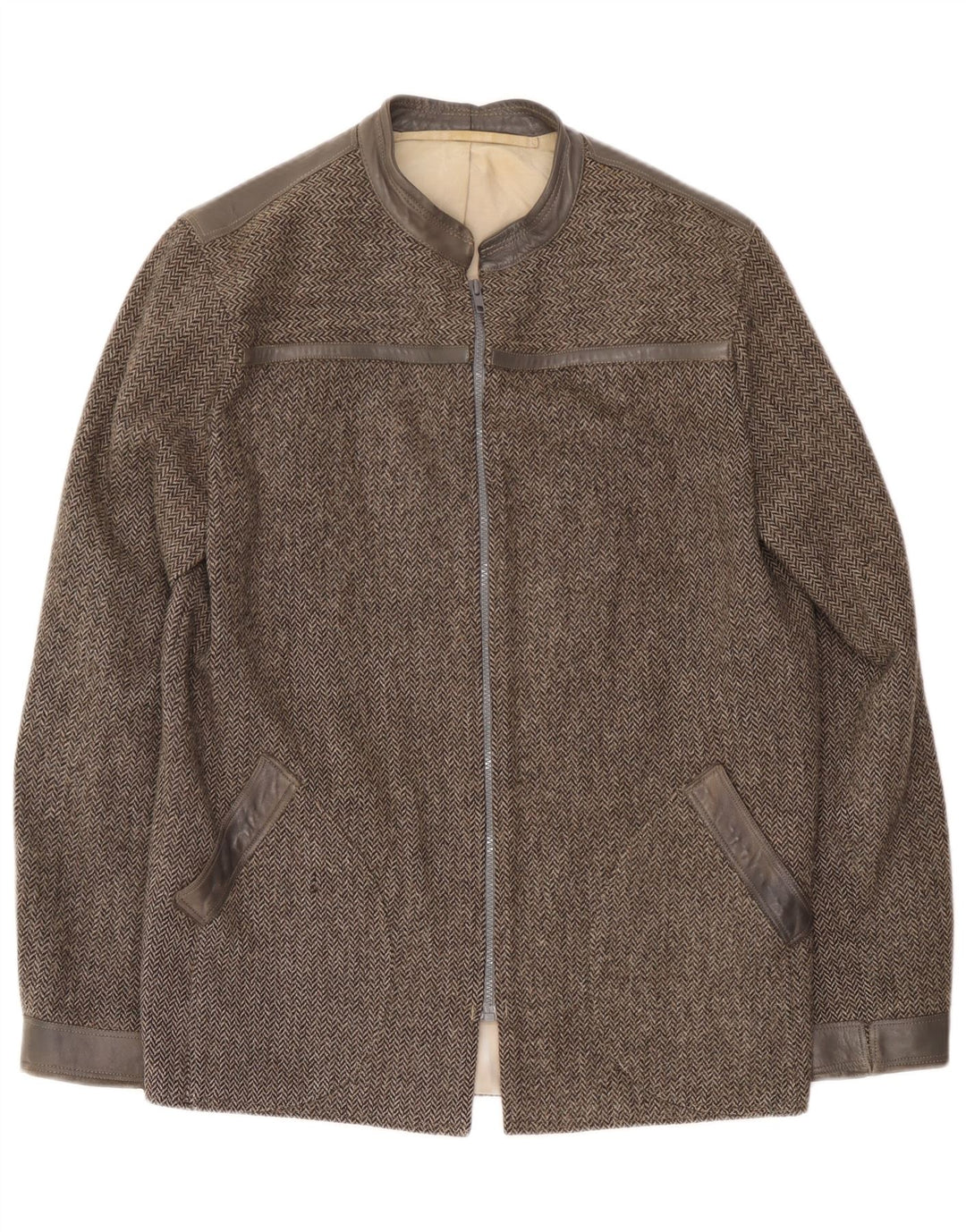 Bomber vintage pentru bărbați UK 38 Medium Grey Herringbone