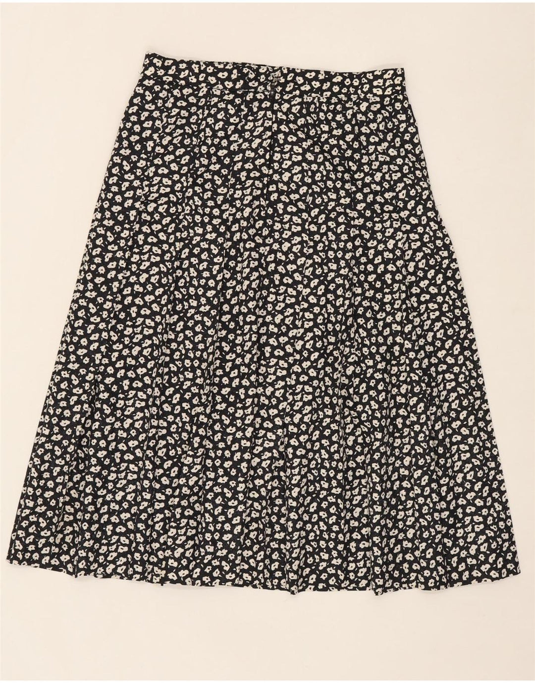 VINTAGE Womens Pleated Skirt W30 Medium Black Floral Vintage Vintage and Second-Hand Vintage from Messina Hembry 