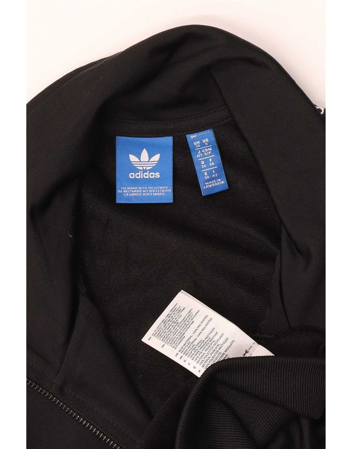 Jachetă de top pentru trening grafic Adidas pentru femei UK 10 Poliester negru mic
