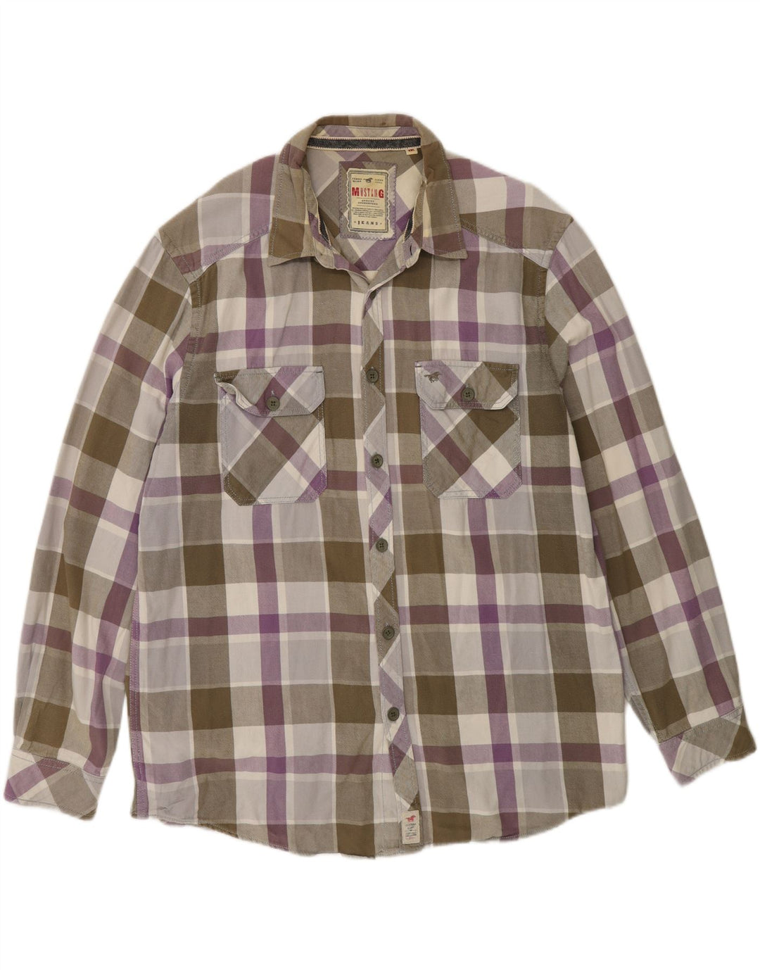 MUSTANG Mens Flannel Shirt 2XL Multicoloured Check Cotton Vintage Mustang and Second-Hand Mustang from Messina Hembry 