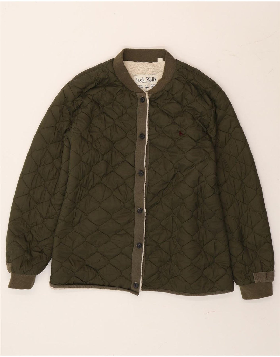 Jack Wills pentru femei Sherpa Quilted Jacket UK 14 mare, verde, poliamidă