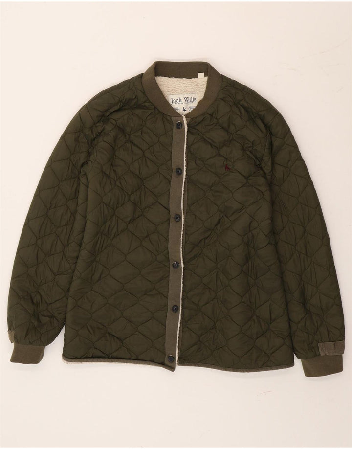 Jack Wills pentru femei Sherpa Quilted Jacket UK 14 mare, verde, poliamidă