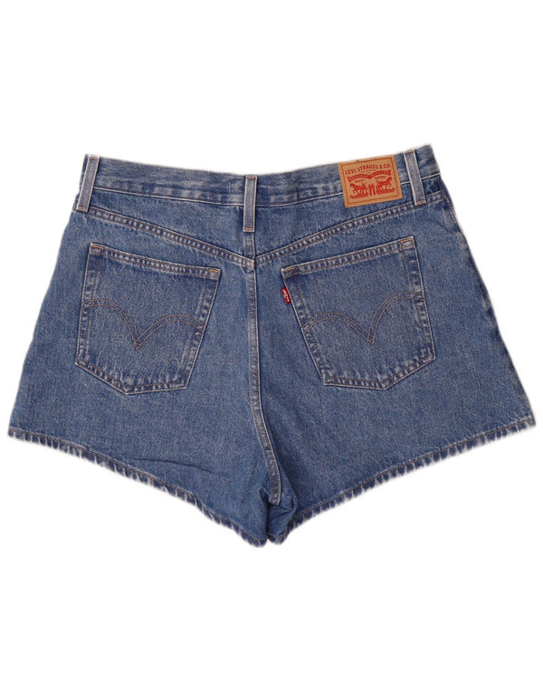 Pantaloni scurți din denim cu talie înaltă Levi's Mom W32, bumbac albastru mare