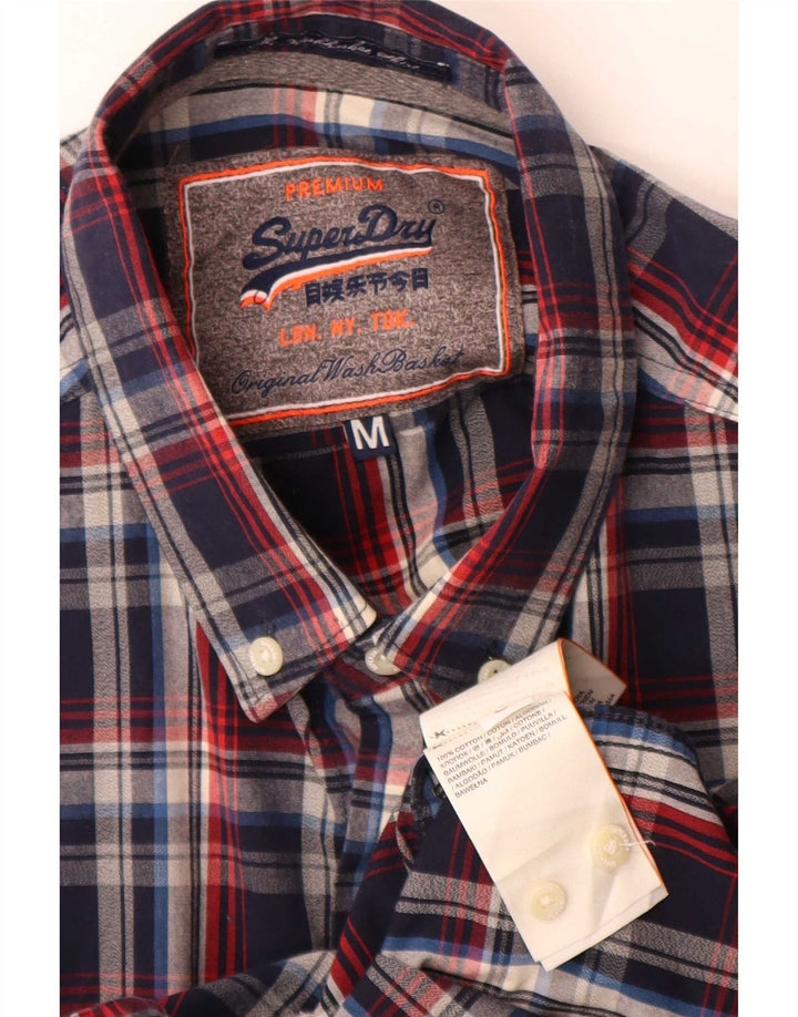 Cămașă de flanel pentru bărbați Superdry, bumbac cu carouri bleumarin mediu