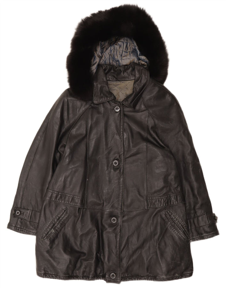 Jachetă de piele cu glugă pentru femei Basetti IT 46 Large Black