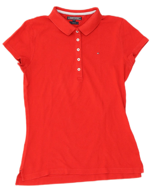 Tricou polo TOMMY HILFIGER pentru femei Slim Fit UK 12 Medium Red