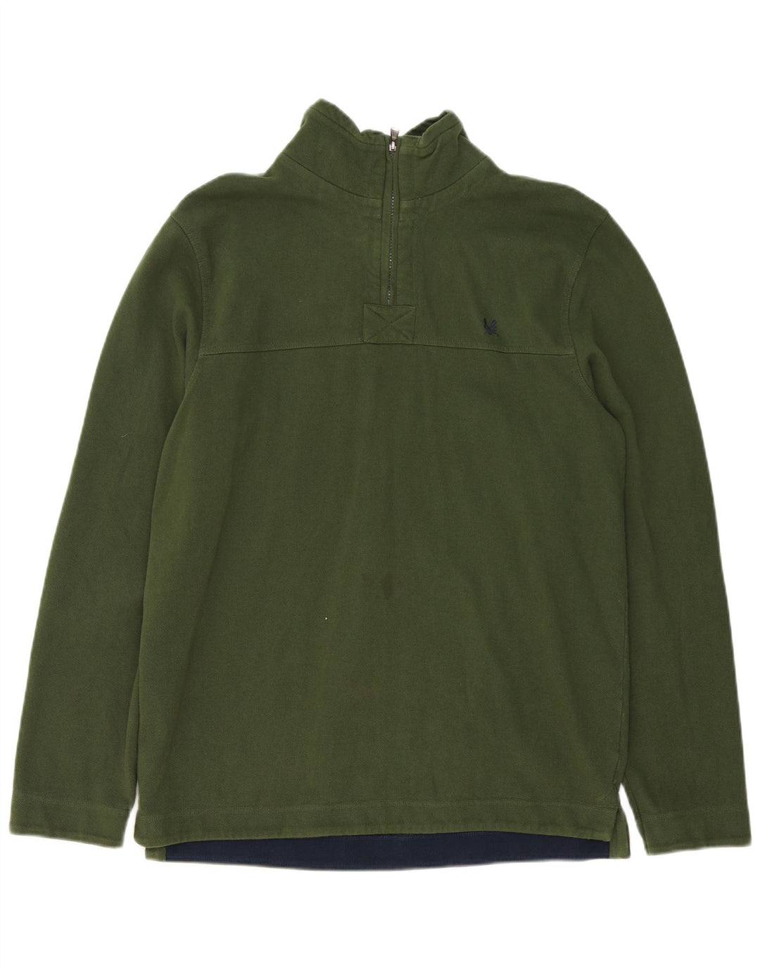 Crew Clothing Hanorac pentru bărbați cu fermoar și gât Pulover Bumbac verde mediu