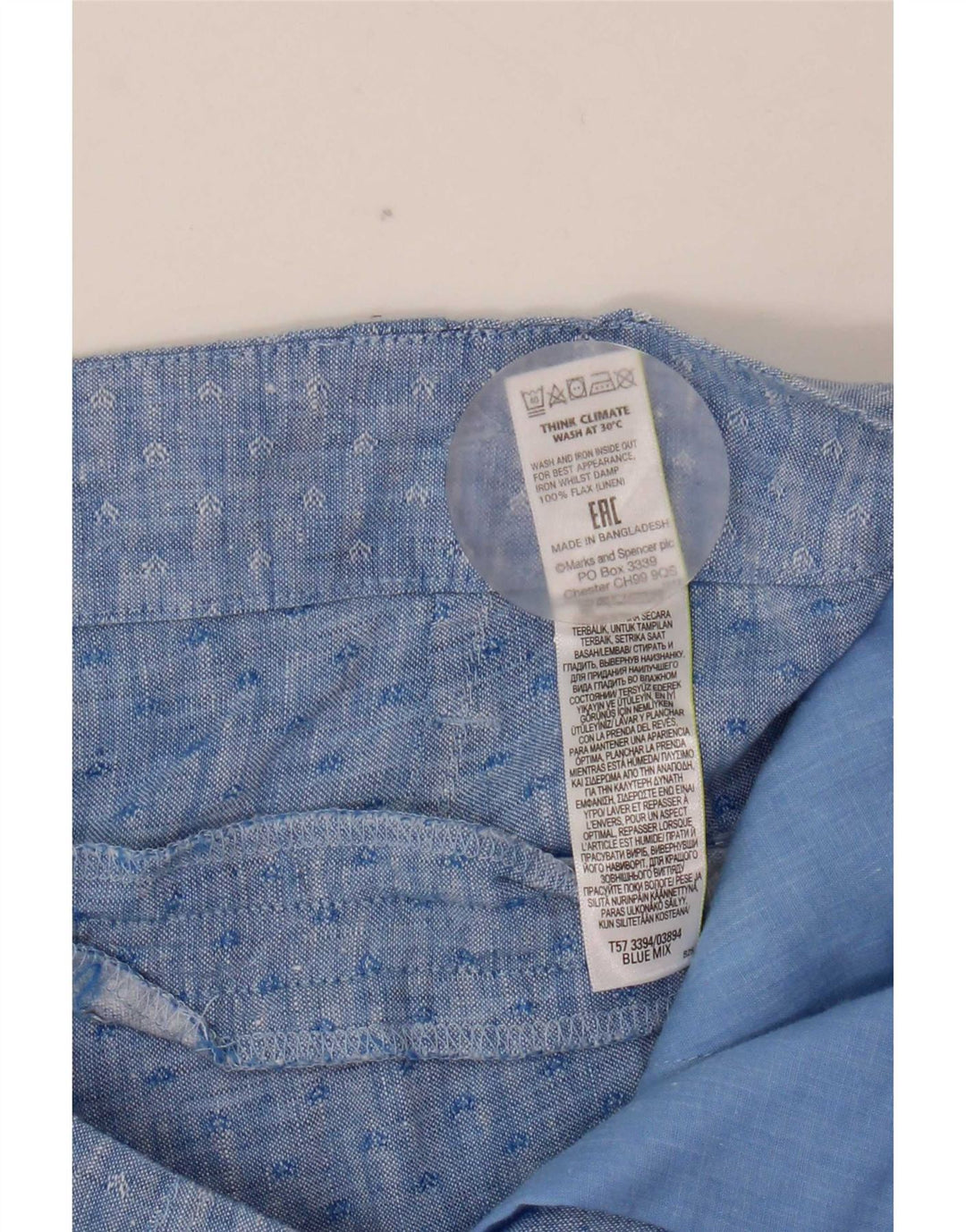 Marks & Spencer Pantaloni scurți chino pegged pentru femei UK 12 Medium W32 Blue Geometric