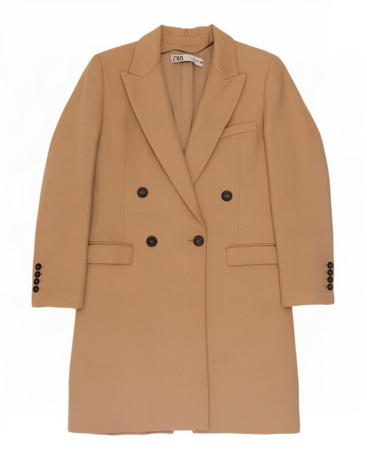 Palton dublu pentru femei Zara UK 10, mic, bej, poliester