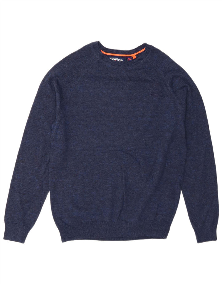 Pulover Superdry pentru bărbați cu gât roșu, mare, albastru, bumbac