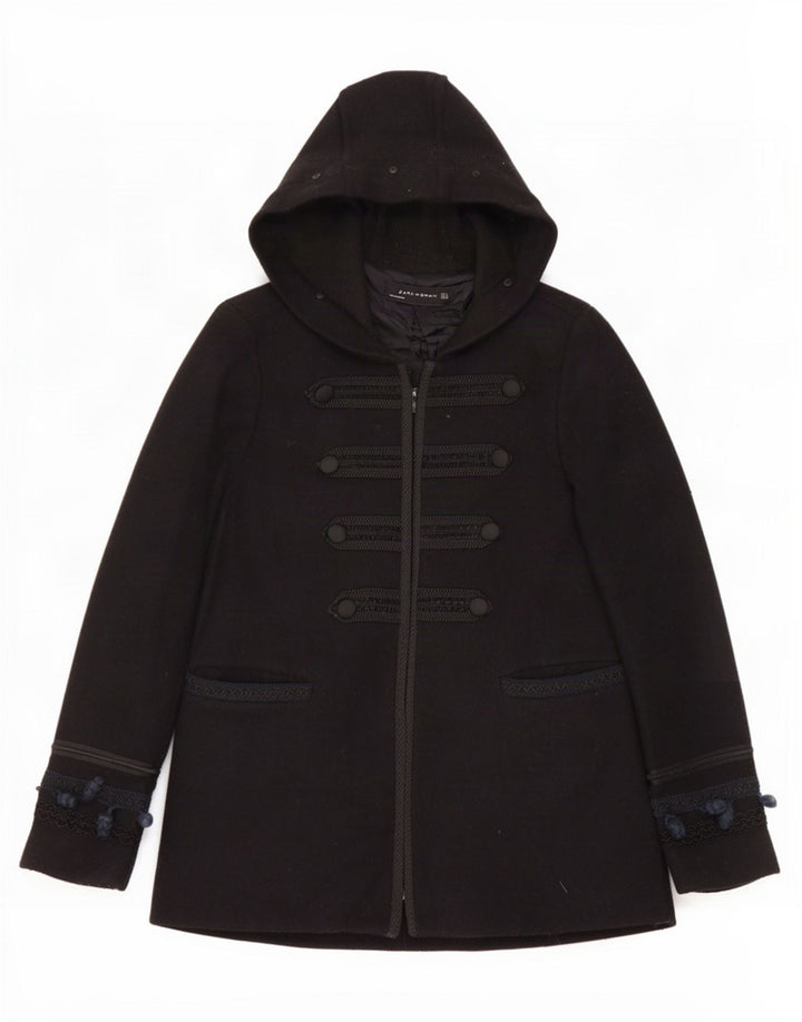 Bomber pentru femei cu glugă Zara UK 14 Lână neagră medie