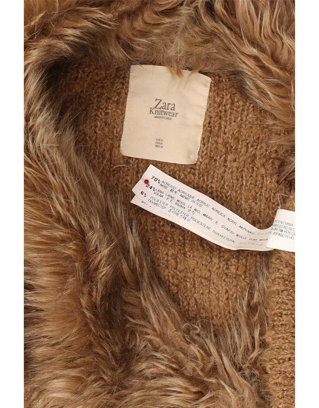Pulover cardigan pentru femei Zara UK 14 maro mediu acrilic