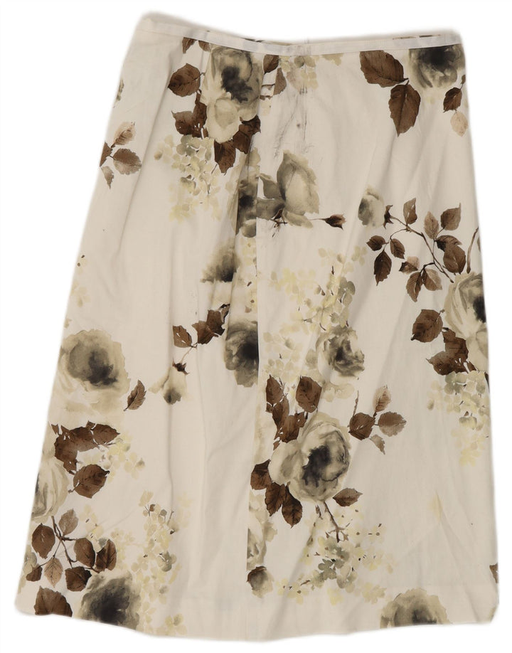 COAST Fusta A-Line pentru femei UK 10 Small W28 Bumbac Floral Alb