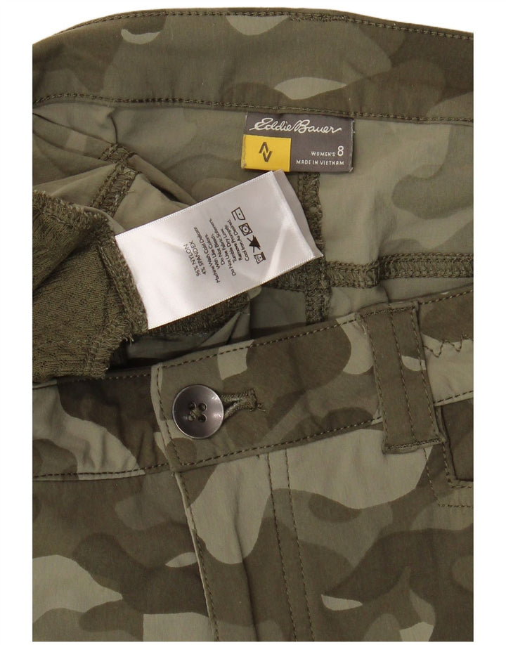 Pantaloni scurti cargo pentru femei Eddie Bauer US 8 Medium W32 Khaki Camouflage Nylon