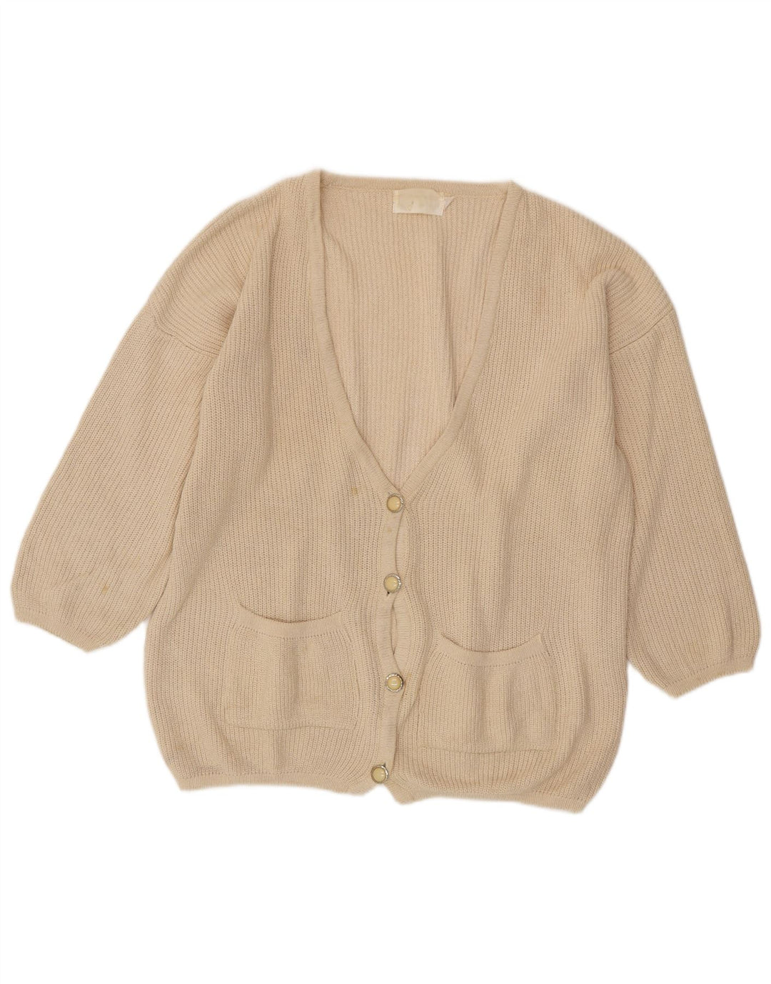 Pulover cardigan supradimensionat pentru femei VINTAGE EU 46/48 XL alb