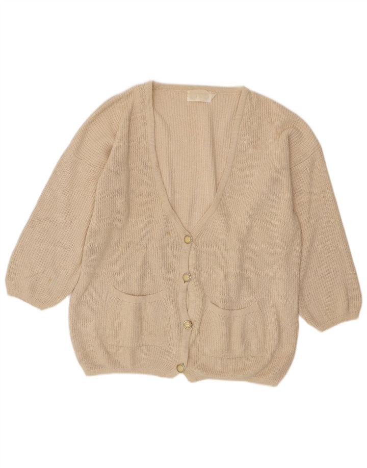 Pulover cardigan supradimensionat pentru femei VINTAGE EU 46/48 XL alb