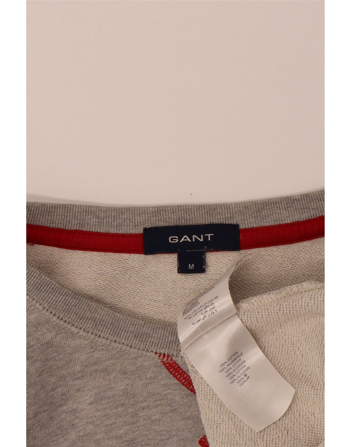 GANT Mens Graphic Sweatshirt Jumper Medium Grey Colourblock Cotton