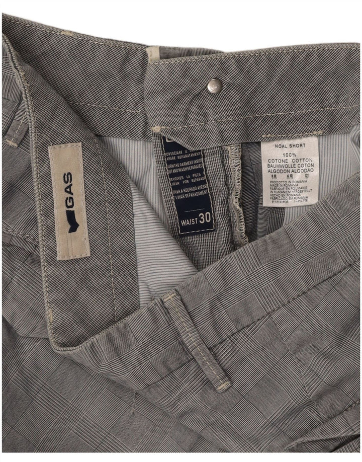 Pantaloni scurți chino pentru bărbați GAS W30, bumbac cu carouri, gri mediu